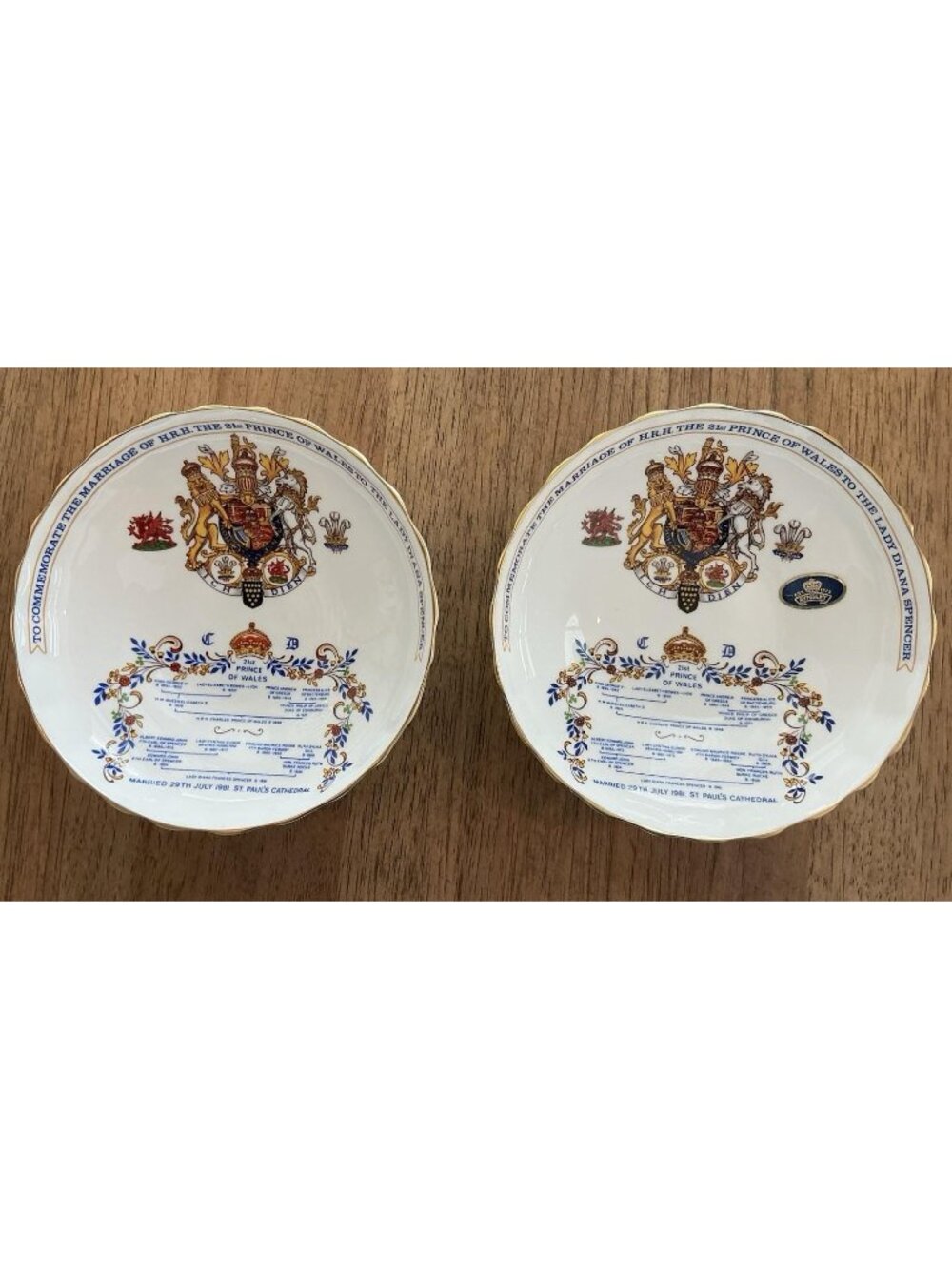 Aynsley Royal Wedding Pedestal Bowls Charles Diana 1981 Fine Bone China Comport